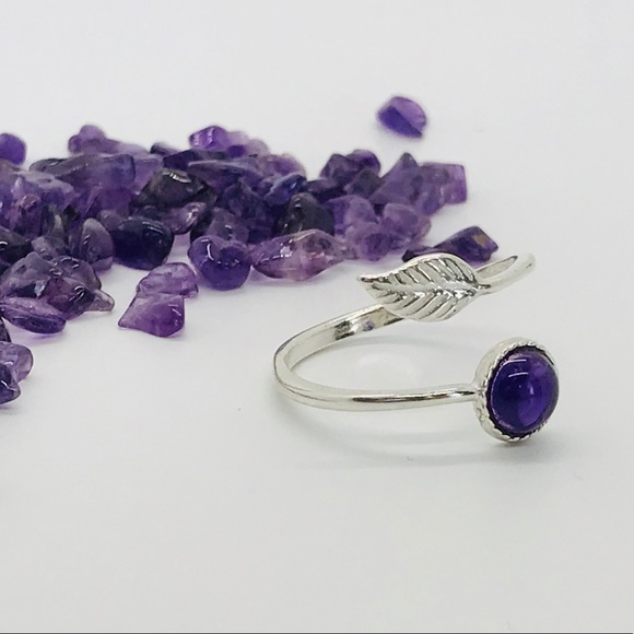 NEW Amethyst 925 Sterling Silver Adjustable Ring - Picture 3 of 4